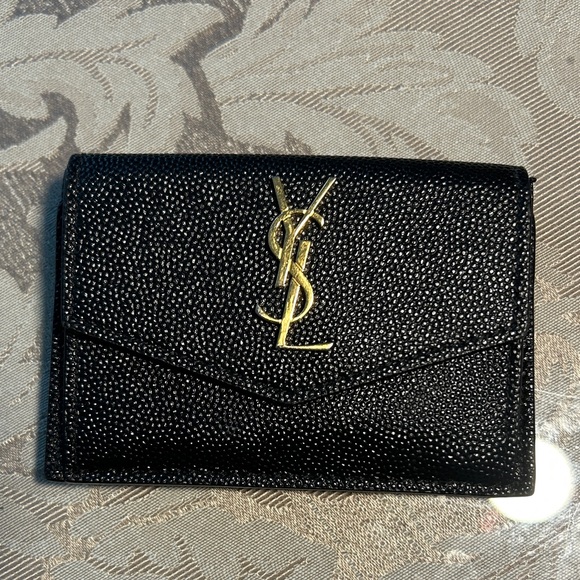 Yves Saint Laurent Black and Gold Textured Wallet